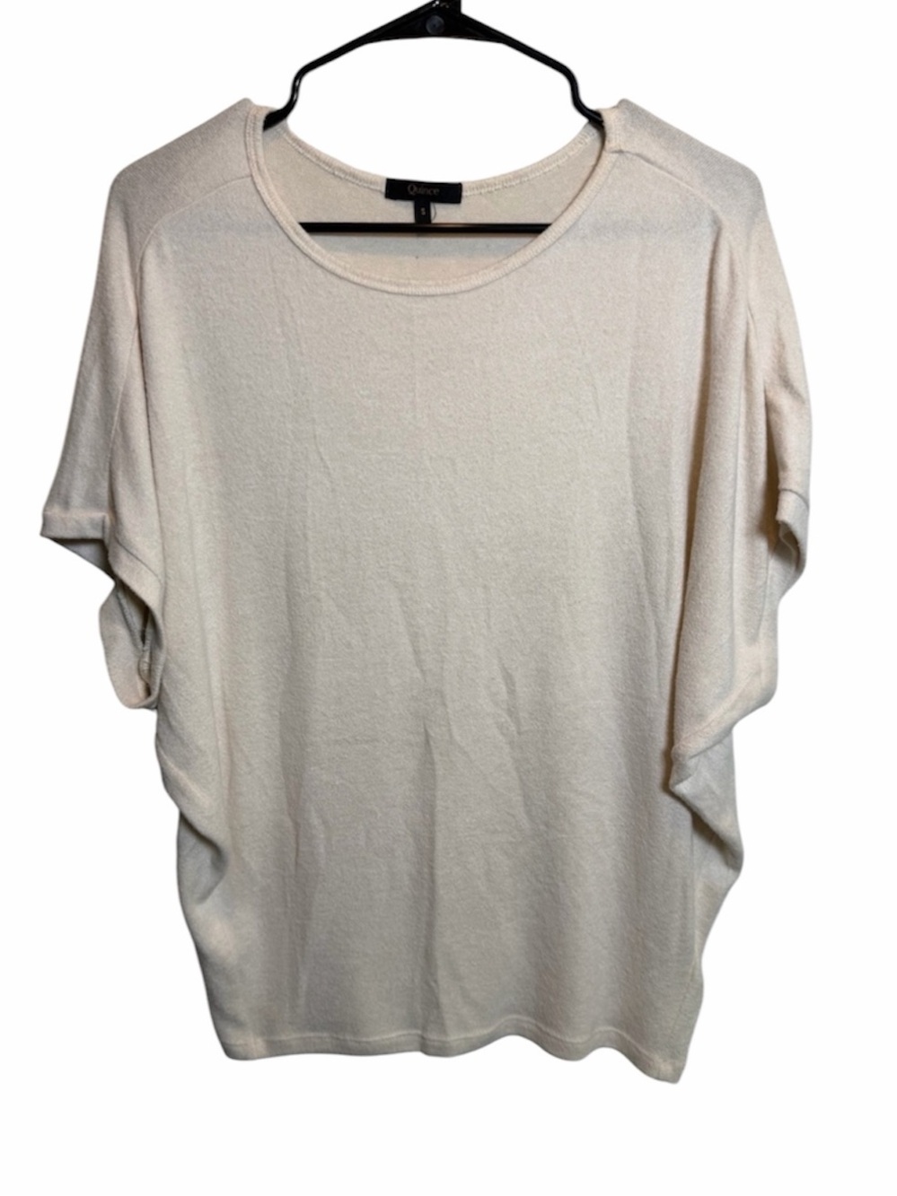 Quince Cream Relaxed Short Sleeve Sweater Size S Viscose Blend Warm Casual Cozy